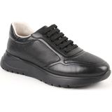 Libero LZ5083 Beyaz Hakiki Deri Lazer Delikli Bağcıklı Esnek Kalın Taban Kadın Comfort Sneaker Casual Ayakkabı - Siyah