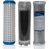 Liberty Binbir Çeşit Daire Bina Sayaç Girişi 10 Inç 3'lü Su Arıtma Filtre Seti Sediment + Gac Karbon + Cto Karbon Filtre Seti