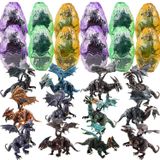 Liberty Imports 12'li Paket Deluxe 3D Aksiyon Figürleri Jurassic Kuluçkalık Yumurtalarda Gerçekçi Heykelcik Bulmacalar - İdeal Çocuk Oyuncak Partisi Toplu Malzemeler (Ejderhalar)