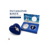 Liberyan Gerçek İstiridye İncili Kolye Hediye Seti – Kalp Kadife Kutulu Love Pearl Dilek İncisi Kolye