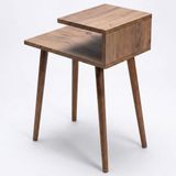 Libra 62x45x30cm Kitaplıklı Yan Sehpa 2 Katlı Koltuk Yanı Organizer Çam Ahşap Çok Amaçlı Sehpa