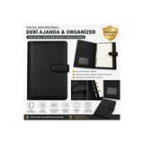 Libra Siyah Deri Ajanda Organizer Halka Mekanizmalı Kart Bölmeli Manyetik Kapaklı Planlayıcı Defter