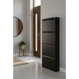 LICCIA Metal Ayakkabılık 4'Lü Kilitli Model Siyah, LC08-MSRL50-4