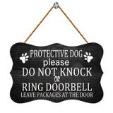 Licpact Koruyucu Köpek Lütfen Çalmayın veya Çalmayın Kapı Zili Halka Kapı Zili Paketleri Kapıda Bırakın Ahşap Tabela 30,48 x 20,32 cm Ahşap Tahta Tasarım Asılı Tabela Rustik Ahşap Çiftlik Evi Dekoru