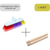 Lider Ambalaj Yumuşak Yer Halı Yıkama Fırçası+ Gürgen Sap 120CM