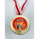 Lider Baskı 3 Adet Örnek Öğrenci Madalyası - Dijital Baskılı Madalya - 5,5 x 5,5 cm - Altın