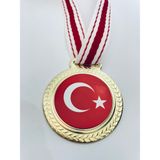 Lider Baskı 3 Adet Türk Bayrağı Madalyası Dijital Baskılı Madalya - 5,5 x 5,5 cm - Altın