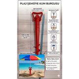 Lider Magnesia Bahçe ve Plaj Şemsiyesi Kazığı Kırmızı Plastik Ortadan Direkli Çardak Şemsiye