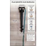Lider Magnesia Plaj & Şemsiye Kazığı Siyah 35 Cm Düz Desenli Ortadan Direkli Sağlam ve Taşınabilir