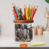 Lider Mustafa Kemal Atatürk Ahşap Seramik Kalemlik-s494 - Beyaz