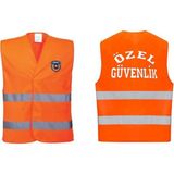 Lider Ticaret Asker Vadisi Özel Güvenlik Yazılı Ikaz Yeleği Reflektörlü Turuncu Renk