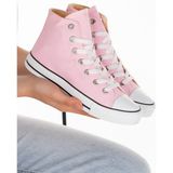 Lideral Günlük Keten Rahat Bilekli Uzun Convers Sneaker Spor Ayakkabı - 00Pembe