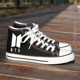 Lideral Unisex Günlük Keten Rahat Bilekli Siyah Uzun Convers Bts Baskılı Sneaker Spor Ayakkabı