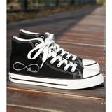 Lideral Unisex Günlük Keten Rahat Bilekli Siyah Uzun Convers Sonsuz Aşk Baskılı Sneaker Spor Ayakkabı - 024-Siyah