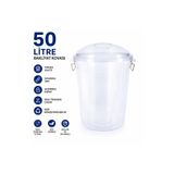 LİDERAMBALAJ07 50 Litre Şeffaf Bakliyat Kovası Kapaklı Kilitli Gıda Saklama Kovası PP Plastik Hava Geçirmez