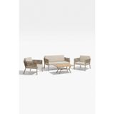 Lido Bahçe & Balkon Oturma Takımı | İp Örgü Metal Karkas, 2+2 Koltuk, Teak Sehpa