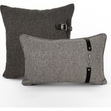 Lidoma Home "slate Belt" Deri Kemer Detaylı Kırlent Kılıfı Seti - 45 x 45 cm - Füme - Gri