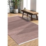 Lidya Bej / Füme Pamuk Dokuma Yumuşak Halı | Kaymaz Tabanlı, Yıkanabilen Modern Tasarımlı Kilim - 200 x 290 cm