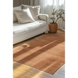 Lidya Hardal / Kahverengi Kaymaz Tabanlı Pamuk Dokuma Kilim, Yıkanabilir, Tozumaz, Kadifemsi Yapı - 40 x 60 cm
