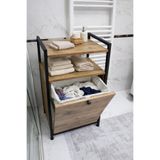 Lidya Luxury Concept Banyo Düzenleyici Mobilya Raflı Kirli Çamaşır Sepeti Organizeri Metal Ahşap Kahverengi 100x50x40 cm