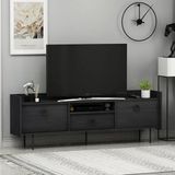 Lidya T0015 Metal Ayaklı, 3 Kapaklı Modern Tv Sehpası Ahşap Siyah