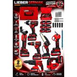 Lieber German 21 Volt 6x Akülü Taşlama Kırıcı Vidalama Makas Testere Dekupaj Kırıcı Delici Makina Seti