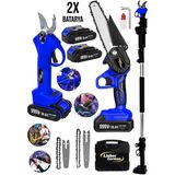 Lieber German 3ın1 Blue 2'li Set 999VF 30AH 3 mt Teleskopik Akülü Dal Kesme Makası ve Budama Bıçkı Testere Makinesi