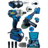 Lieber German 92 Vf 10 Ah Brushless Kömürsüz Motor Şarlı Taşlama ve Akülü Bijon Somun Sökme Sıkma Makinası 2'li Set