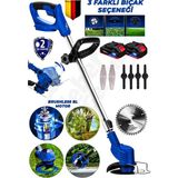 Lieber German MRS BLU 21 Volt 2 Ah BL Kömürsüz Motor 2x Batarya Ot Çim Çalı Kenar Biçme Tırpan Makinesi