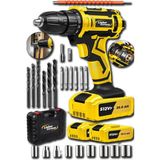 Lieber German Teknoloji Darbeli X-Titan Motor 27 Pcs Setli Çelik Şanjuman 2x Akülü Şarjlı Akülü Vidalama Matkap