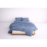 Lief Home Lüks Ranforce Kumaş %100 Pamuklu Çift Kişilik Nevresim Takımı 200X220 | Lastikli Çarşaf 180X200+25 - İndigo - 200 x 220 cm
