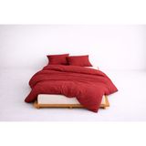 Lief Home Lüks Ranforce Kumaş %100 Pamuklu Çift Kişilik Nevresim Takımı 200X220 | Lastikli Çarşaf 180X200+25 - Kırmızı - 200 x 220 cm