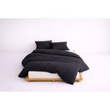 Lief Home Lüks Ranforce Kumaş %100 Pamuklu Tek Kişilik Nevresim Takımı 160X220 | Lastikli Çarşaf 100X200+30 - Siyah - 160 x 220 cm
