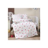 Lief Home Lüks Ranforce Kumaşından Fırfırlı Kırmızı Kalpli Bebek Nevresim Takımı | 100X150