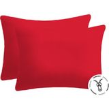 Lief Home Pamuklu Fermuarlı Yastık Kılıfı | 50 x 70 ( 2 Adet ) - Kırmızı - 50x70