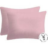 Lief Home Pamuklu Fermuarlı Yastık Kılıfı | 50 x 70 ( 2 Adet ) - Pudra - 50x70