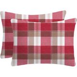 Lief Home Pamuklu Flanel ( Pazen ) Kumaşından Fermuarlı Yastık Kılıfı | 50X70 ( 2 Adet ) - Kırmızı
