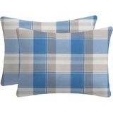 Lief Home Pamuklu Flanel ( Pazen ) Kumaşından Fermuarlı Yastık Kılıfı | 50X70 ( 2 Adet ) - Mavi