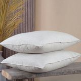 Lief Home Pamuklu Ipliği Boyalı Yıkamalı Kapaklı Yastık Kılıfı | 2’li Set | 50X70 cm | Çift Iğne Detaylı - Açık Gri