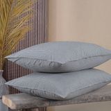 Lief Home Pamuklu Ipliği Boyalı Yıkamalı Kapaklı Yastık Kılıfı | 2’li Set | 50X70 cm | Çift Iğne Detaylı - Gri
