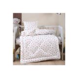 Lief Home Pamuklu Ranforce Kumaştan Kırmızı Kalpli Içi Elyaf Dolgulu Bebek Yorgan 95X145 ve Bebek Yastık 35X45