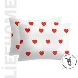Lief Home Ranforce Kumaşından Kalpli Gizli Fermuarlı Yastık Kılıfı 50X70 ( 2 Adet ) - Çok Renkli