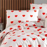 Lief Home Ranforce Kumaşından Kalpli Yastık Kılıfı 50X70 ( 2 Adet ) - Çok Renkli