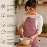 Lief Home Su ve Yağ Itici Duck Bezi Mutfak Önlüğü | %70 Pamuk %30 Polyester | Unisex Şef ve Yemek Yapma Önlüğü - Bordo