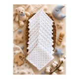 liefhome Müslin Ağız Bezi 10'lu Set %100 Pamuk Oeko-Tex Sertifikalı Bebek Ağız Mendili 20x20 cm