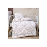 liefhome Pamuklu Ranforce Kumaştan Kırmızı Kalpli Içi Elyaf Dolgulu Bebek Yorgan 95X145 ve Bebek Yastık 35X45