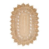 Liezen Krem Modern Jüt Jüt Modern Geometrik Etnik Desenli Boho Makinada Yıkanabilir Hav Toz Vermez Leke Tutmaz Kaymaz Taban Dijital Makine Baskı Halı Oturma Odası Salon Yolluk Koridor Mutfak Halısı