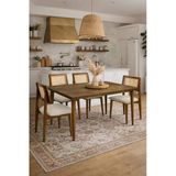 Lif Mobilya 4 Kişilik Hasır Sandalye Yemek Takımı MDF Masa Koyu Ceviz Renk