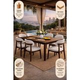 Lif Mobilya 6 Kişilik Polo Sandalye Yemek Takımı Mdf Masa Ceviz Renk 70 x 140CM - 70 x 140 cm