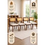 Lif Mobilya Hasır Sandalye Ceviz Renk – Iskandinav Tasarım (4’lü Set) - 4'Lü Set